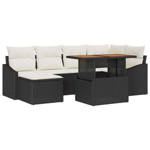 vidaXL Tr&auml;dg&aring;rdsoffset med lagring 7 pcs Svart Poly rattan