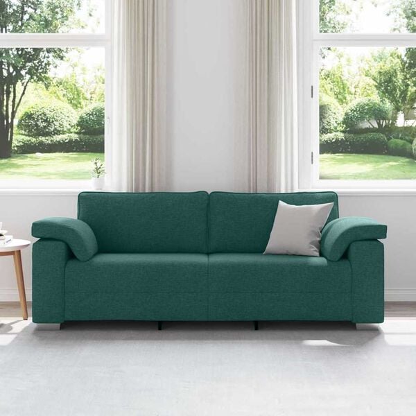 vidaXL Soffa M&ouml;rkgr&ouml;n 219 x 80 x 82 cm tyg