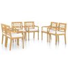 vidaXL Bataviastolar med dynor 6 st massiv teak