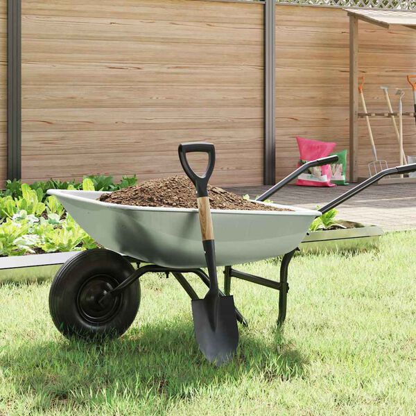 vidaXL Skyffel Svart 68,5 cm Power Coated st&aring;l och solid tr&auml;