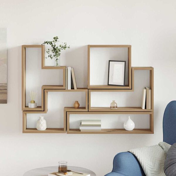 vidaXL V&auml;ggkub med hylla artisan ek 96 x 12 x 64 cm Konstruerat tr&auml;