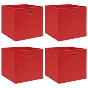 vidaXL F&ouml;rvaringsl&aring;dor 4 st r&ouml;d 32x32x32 cm tyg