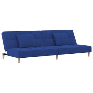 vidaXL B&auml;ddsoffa 2-sits med tv&aring; kuddar bl&aring; tyg