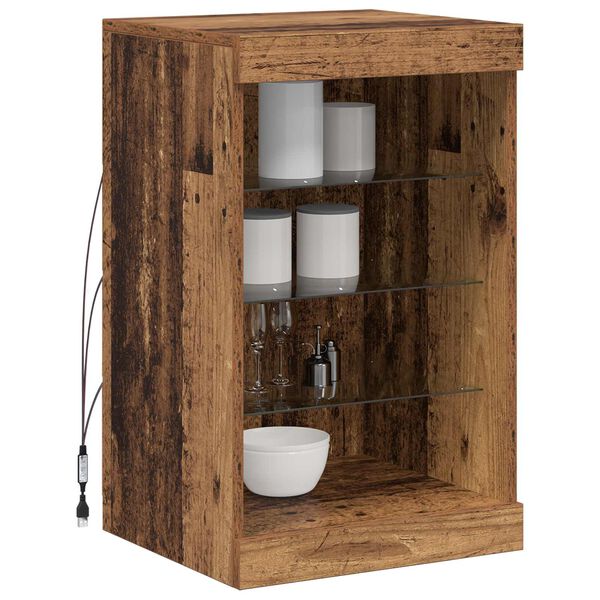 vidaXL LED-sido bord Gammalt tr&auml; 41 x 37 x 67 cm Konstruerat tr&auml;