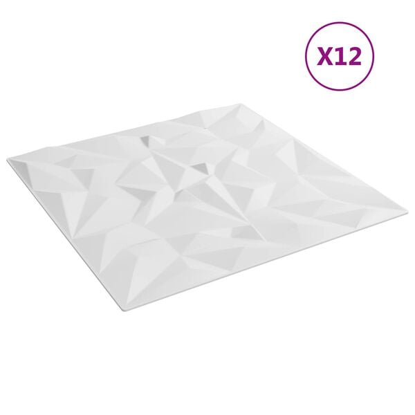 vidaXL V&auml;ggpaneler 12 pcs Vit 50 x 50 cm XPS Skum
