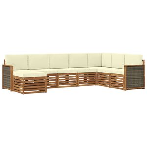 vidaXL Utomhussoffset med kudde 6 pcs Naturlig och Gr&auml;dde