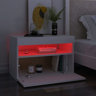 vidaXL Sängbord med LED-belysning 2 st vit 60x35x40 cm konstruerat trä