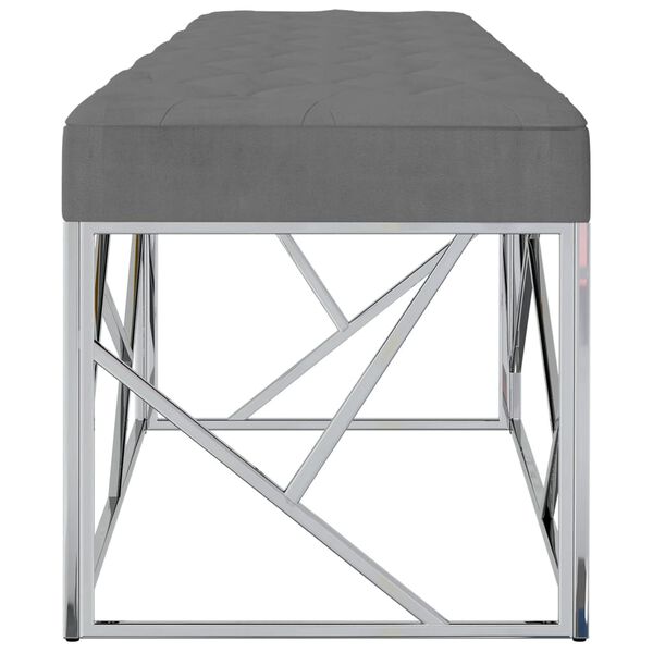 vidaXL B&auml;nk 97 cm m&ouml;rkgr&aring; sammetstyg och rostfritt st&aring;l