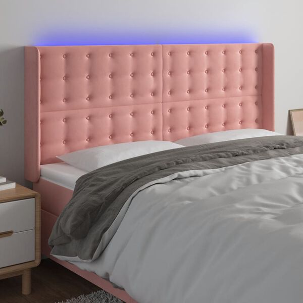 vidaXL S&auml;nggavel LED rosa 203x16x118/128 cm sammet