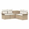 vidaXL Soffset 5 st Beige och kr&auml;mvit Poly Rattan och st&aring;l