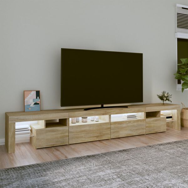 vidaXL Tv-b&auml;nk med LED-belysning sonoma ek 260x36,5x40 cm