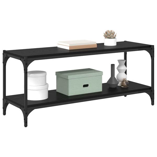 vidaXL TV-sk&aring;p Svart Ek 100x33x41cm Konstruerat tr&auml; och j&auml;rn