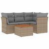 vidaXL Soffgrupp f&ouml;r tr&auml;dg&aring;rden med dynor 5 delar beige konstrotting