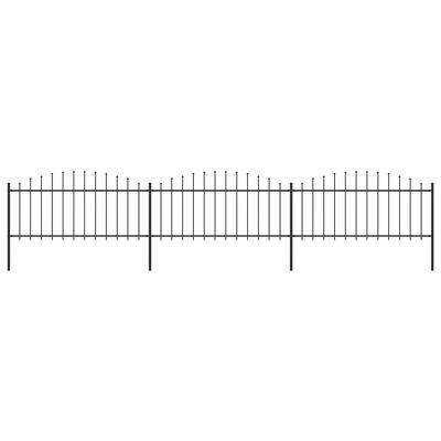 vidaXL Trädgårdsstaket med spjuttopp stål (0,5-0,75)x5,1 m svart