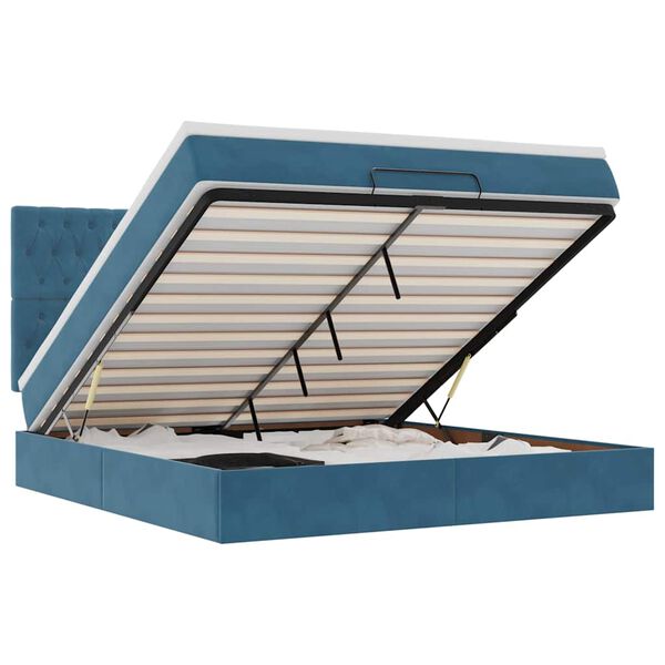 vidaXL Ottoman s&auml;ngram med madrasser m&ouml;rkbl&aring; 160x200 cm sammet