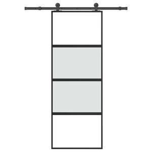 vidaXL Skjutd&ouml;rr med beslagset h&auml;rdat glas och aluminium 76x205 cm