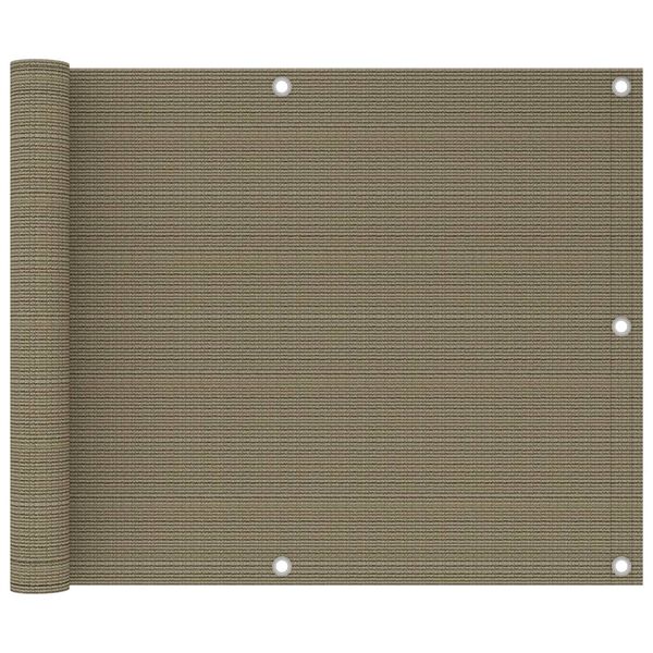 vidaXL Balkongsk&auml;rm taupe 75x500 cm HDPE