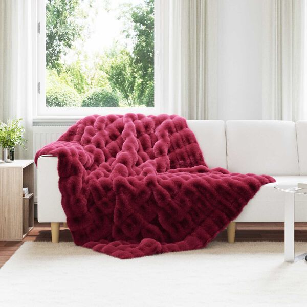 vidaXL Faux Kaninp&auml;ls Filt 4 pcs Bordeaux R&ouml;d 150 x 220 cm Polyester