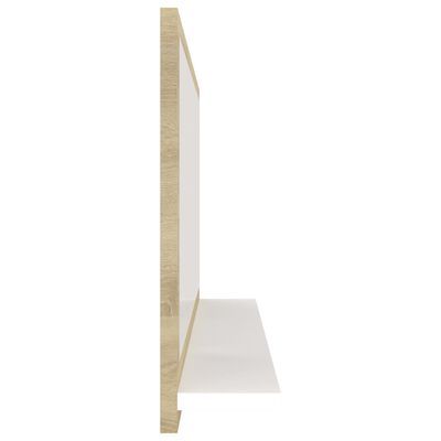 vidaXL Badrumsspegel vit och sonoma-ek 80x10,5x37 cm konstruerat trä