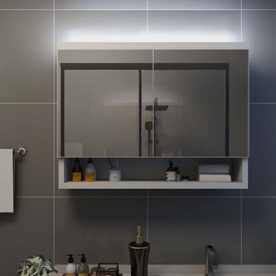 vidaXL LED-Spegelskåp för badrum vit 80x15x60 cm MDF