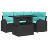 vidaXL Tr&auml;dg&aring;rdsoffset med kudde med lagring 5 pcs Svart Poly rattan