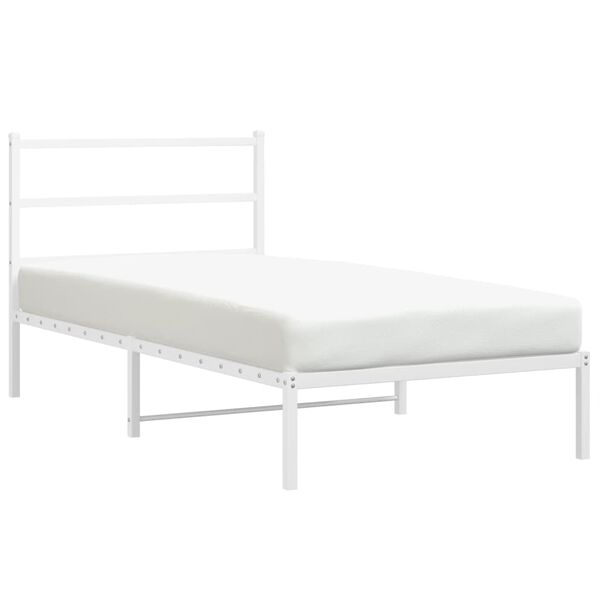 vidaXL Sängram med huvudgavel metall vit 107x203 cm
