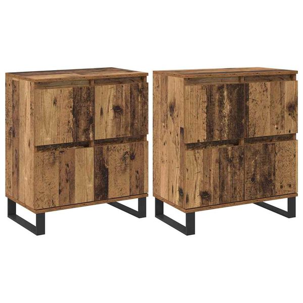 vidaXL Sideboard 2 pcs Gammalt tr&auml; 60 x 35 x 70 cm