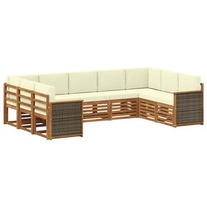 vidaXL Sektionsoffgrupp med kudde 7 pcs Naturlig och Gr&auml;dde