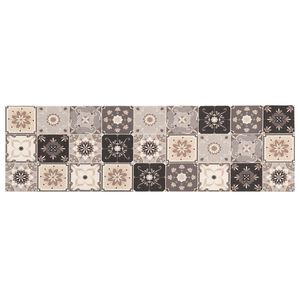 vidaXL K&ouml;ksmatta Gr&aring; och beige mosaik 150 x 45 cm 100% Polyamid