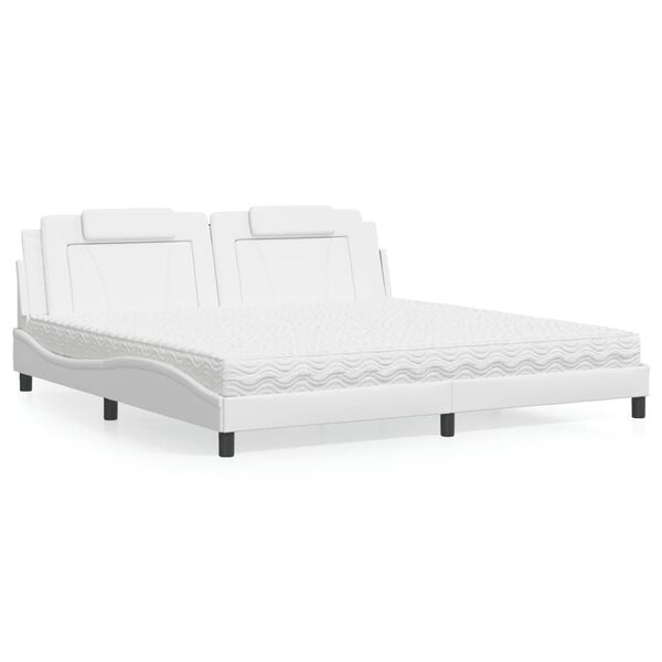 vidaXL Bed "Viana" with Mattress White 200x200 cm Faux Leather