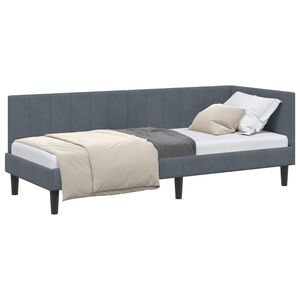 vidaXL H&ouml;rn S&auml;ngram med huvudgavel M&ouml;rkgr&aring; 80 cm x 200 cm Sammet