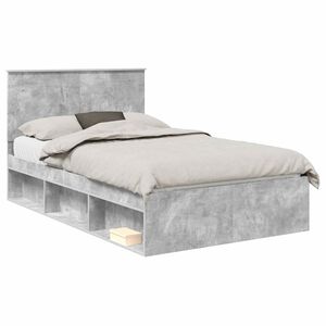 vidaXL S&auml;ngram med l&aring;da Enf&auml;rgad Betonggr&aring; 135 x 190 cm Massiv furu