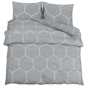 vidaXL P&aring;slakanset gr&aring; och vit 260x240 cm bomull