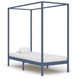 vidaXL S&auml;nghimmel utan madrass gr&aring; massivt tr&auml; 90x200 cm