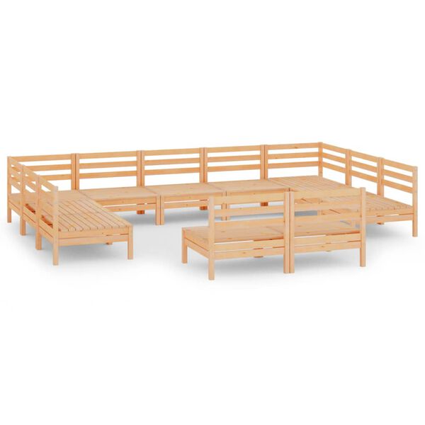 vidaXL Loungegrupp f&ouml;r tr&auml;dg&aring;rden 11 delar massiv furu