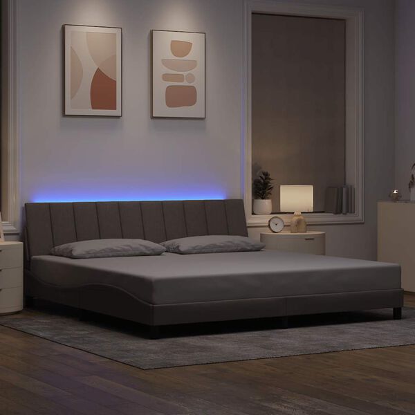 vidaXL Bed Frame without Mattress "Hanko" Taupe 200x200cm Fabric