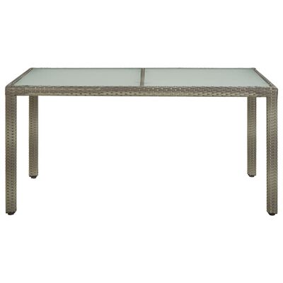 vidaXL Trädgårdsbord 150x90x75 cm härdat glas och konstrotting grå