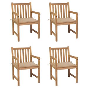 vidaXL Tr&auml;dg&aring;rdsstolar med beige dynor 4 st massiv teak