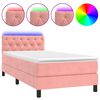 vidaXL Rams&auml;ng med madrass & LED rosa 80x200 cm sammet