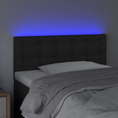 vidaXL Sänggavel LED svart 100 x 5 x 78/88 cm konstläder