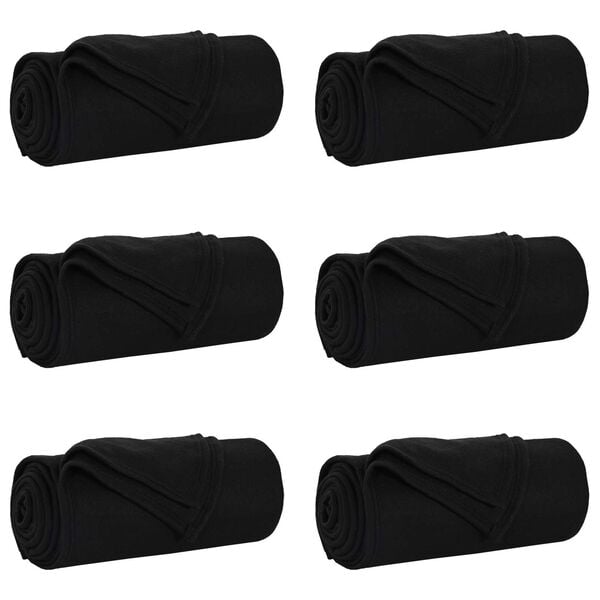 vidaXL Filtar 6 pcs Svart 240 x 220 cm Fleece