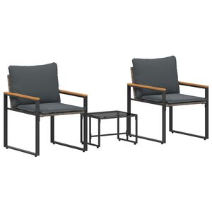 vidaXL M&ouml;belset med kudde 3 pcs Gr&aring; och m&ouml;rkgr&aring; Rotting