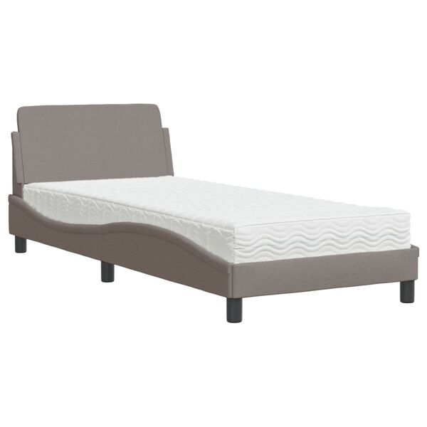 vidaXL Bed with Mattress "Dover" Taupe 90x190 cm Fabric