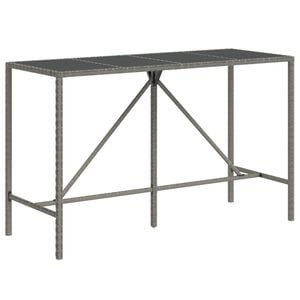 vidaXL Barbord med glasskiva gr&aring; 180x70x110 cm konstrotting