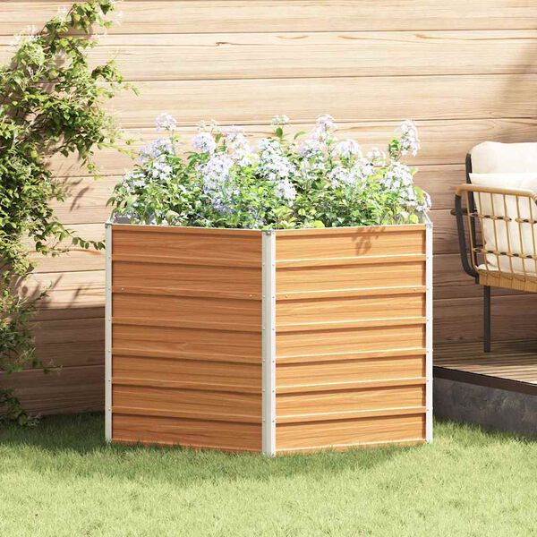 vidaXL H&ouml;jd Tr&auml;dg&aring;rdsb&auml;dd Ljusbrun 129 x 129 x 77 cm Galvaniserat St&aring;l