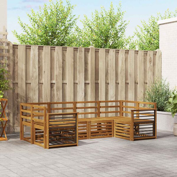 vidaXL Soffgrupper 6 pcs Naturf&auml;rg Massivt Akaciatr&auml;