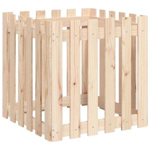 vidaXL Odlingsl&aring;da med staket-design 60x60x60 cm massiv furu