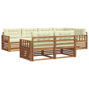 vidaXL Utomhussoffset med kudde 7 pcs Naturlig och Gr&auml;dde