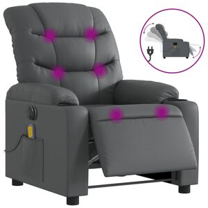vidaXL Elektrisk massagef&aring;t&ouml;lj gr&aring; konstl&auml;der