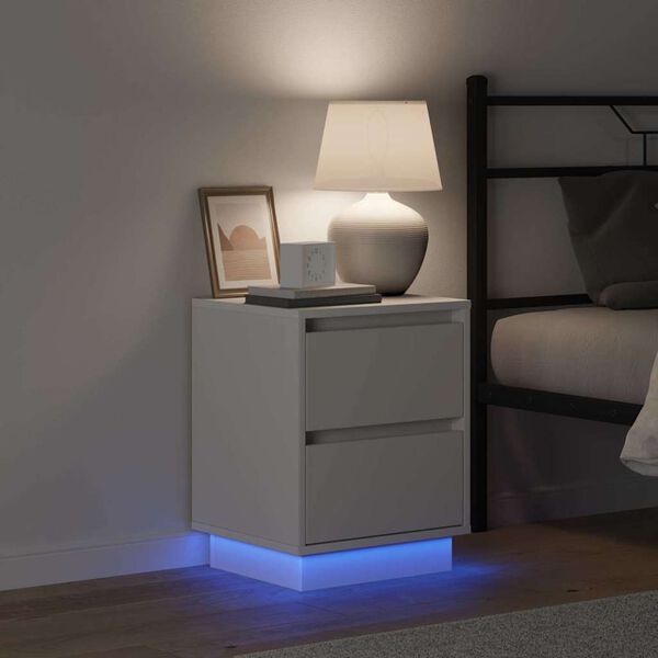 vidaXL Nattduksbord med l&aring;da Vit 39 x 34,5 x 50 cm Konstruerat tr&auml;